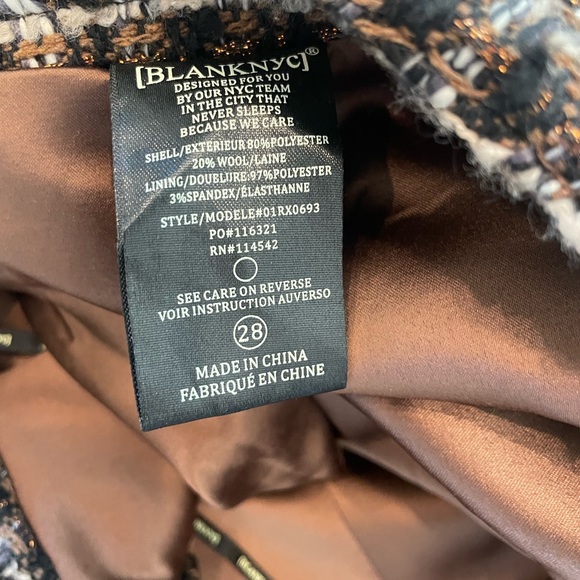 Blank NYC Retrograde tweed jacket and asymmetrical mini skirt matching set. - Picture 13 of 15